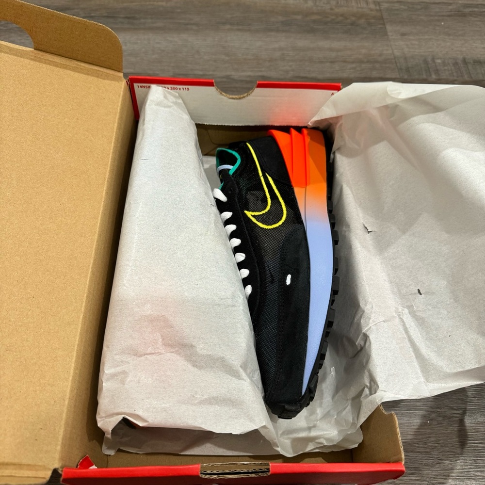 Nike Waffle One Black Yellow Jaune Strike Athletic Sneakers - Picture 12 of 13